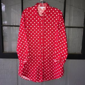 NWOT PajamaGram sleep shirt, red with white polka dots
